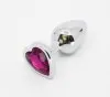 LOVE IN LEATHER Anal Love in Leather Anal Plug Silver Metal With Purple Heart Gem Small