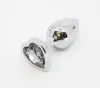 LOVE IN LEATHER Anal Love in Leather Anal Plug Silver Metal With Purple Heart Gem Small