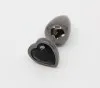 LOVE IN LEATHER Anal Love in Leather Anal Plug Silver Metal With Purple Heart Gem Small
