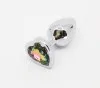 LOVE IN LEATHER Anal Love in Leather Anal Plug Silver Metal With Purple Heart Gem Small