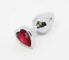 LOVE IN LEATHER Anal Love in Leather Anal Plug Silver Metal With Purple Heart Gem Small