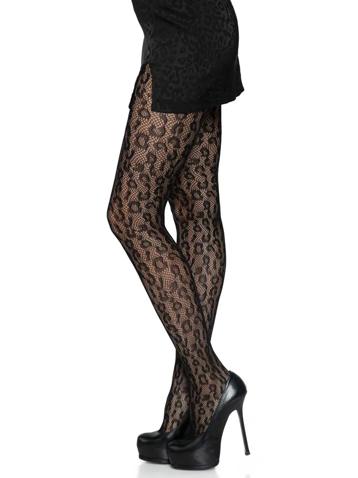 Bodystockings Playsuits Leg Avenue Leopard Net Tights One Size Black Bodystockings Playsuits Leg Avenue Leopard Net Tights One Size Black