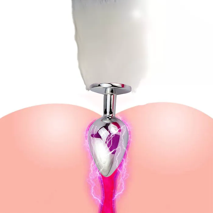 Anal HSYI FAUX WHITE AND BLUE FOX TAIL WITH EARS ANAL PLUG SET