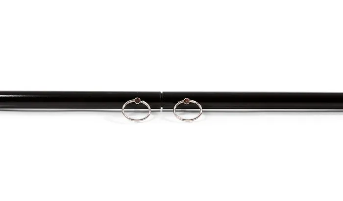 Anal LOCKING STEEL SPREADER BAR BLACK fetishtoyboxcom