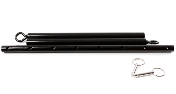 Anal LOCKING STEEL SPREADER BAR BLACK fetishtoyboxcom
