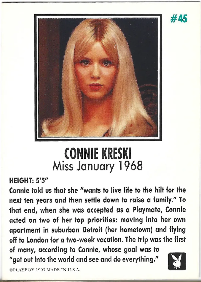 Couples Dans Cards Playboy January Edition Connie Kreski Card 45